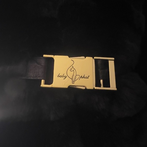 Vintage Baby Phat Y2k Faux Fur Coat Jacket Rare Gold Logo Women's Cropped Large - Picture 4 of 5